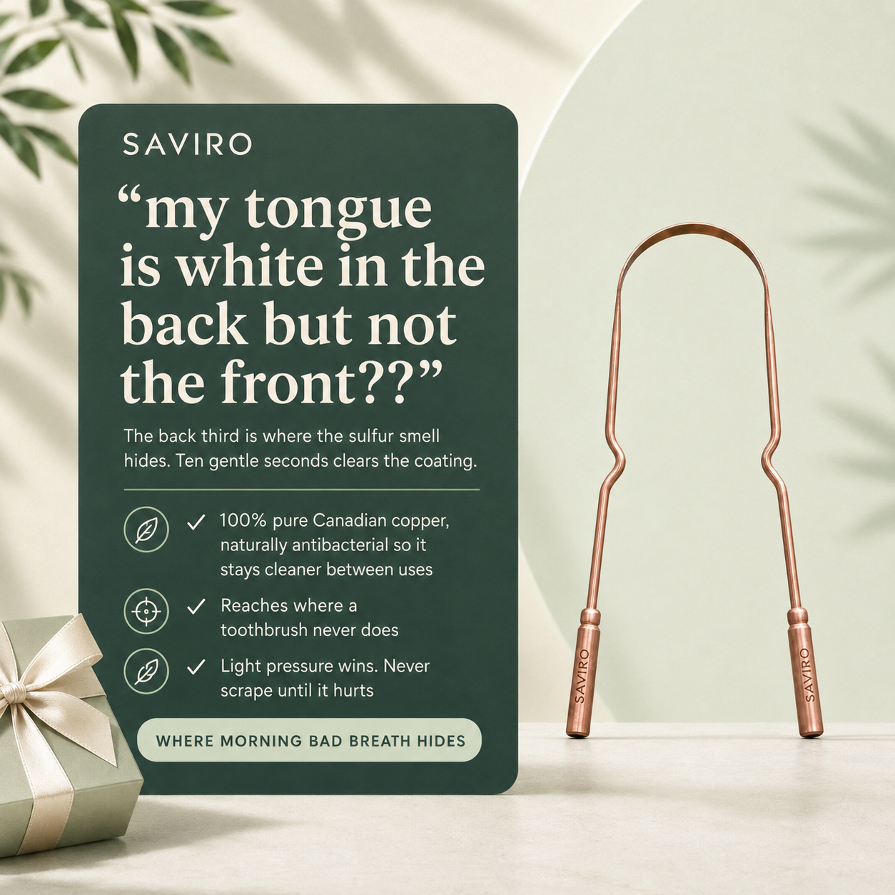 SAVIRO Copper Tongue Scraper